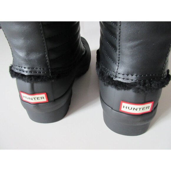 NIB HUNTER Original Shearling Lined Pac in Black Lace-up Rain Boots US 6 $235 - Picture 4 of 8
